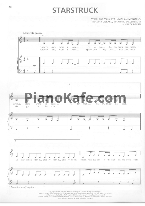 Ноты Lady Gaga - Starstruck - PianoKafe.com