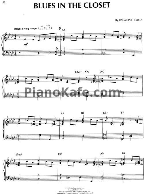 Ноты Oscar Pettiford - Blues in the closet - PianoKafe.com