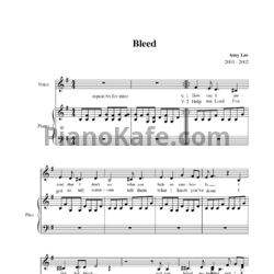 Ноты Evanescence - Bleed - предпросмотр