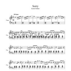 Ноты Justin Bieber - Sorry - предпросмотр