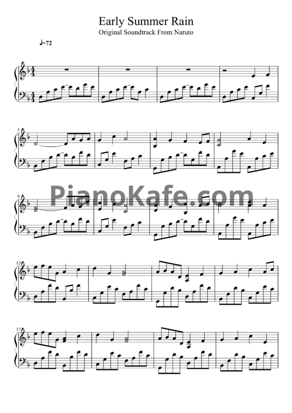 Ноты Yasuharu Takanashi - Early summer rain - PianoKafe.com