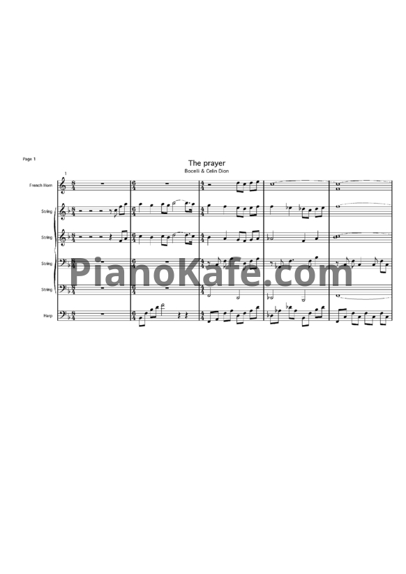 Ноты Celine Dion - The prayer - PianoKafe.com