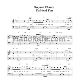 Ноты Greyson Chance - Unfriend you