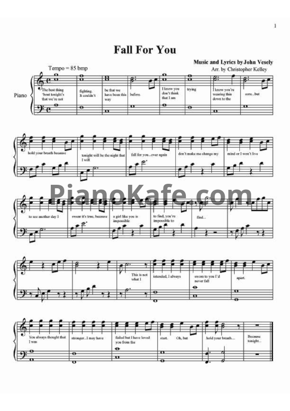 Ноты Secondhand Serenade - Fall for you (Версия 2) - PianoKafe.com
