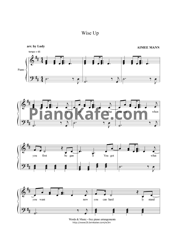 Ноты Aimee Mann - Wise up - PianoKafe.com