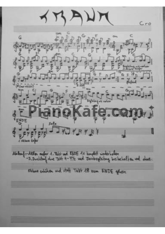 Ноты Cro - Traum - PianoKafe.com