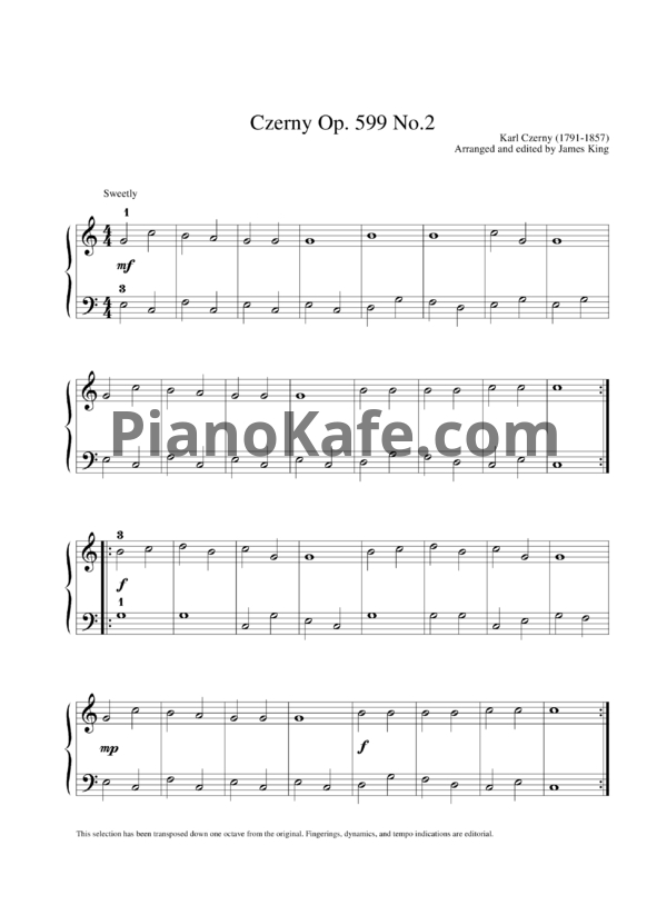 Ноты Карл Черни - Практические занятия для начинающих (Соч. 599, №2) - PianoKafe.com