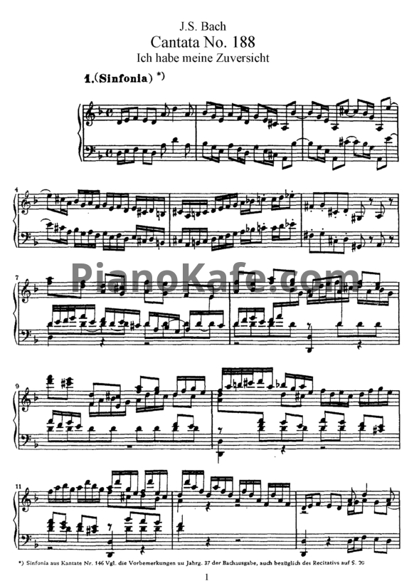 Ноты И. Бах - Кантата №188 "Ich habe meine Zuversicht" (BWV 188) - PianoKafe.com