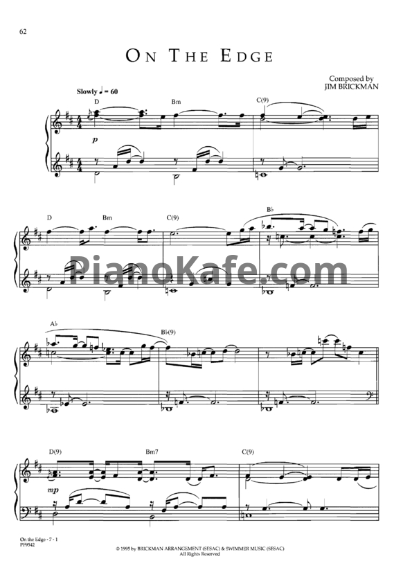 Ноты Jim Brickman - On the edge - PianoKafe.com