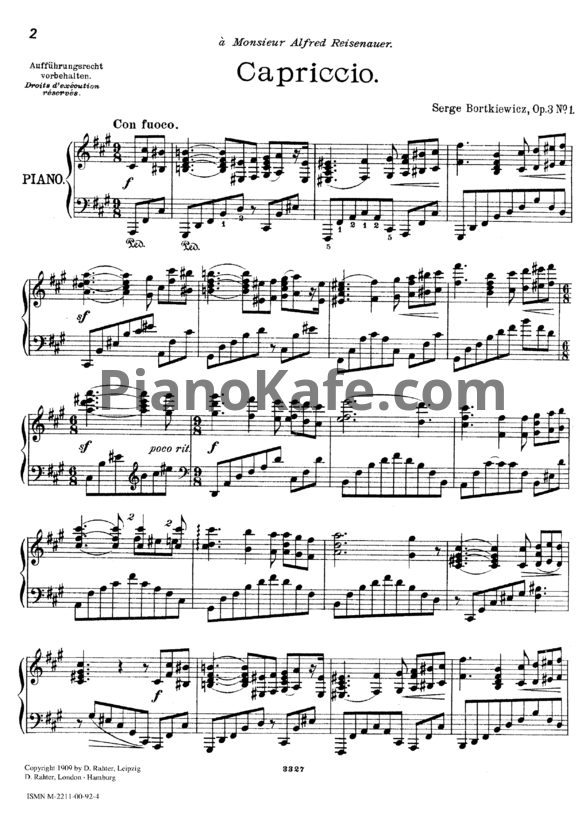 Ноты С. Борткевич - Три части для фортепиано (Op. 3) - PianoKafe.com
