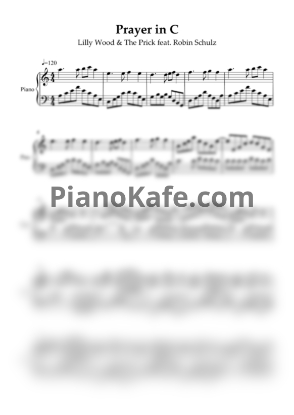 Ноты Lilly Wood & The Prick feat. Robin Schulz - Prayer In C - PianoKafe.com
