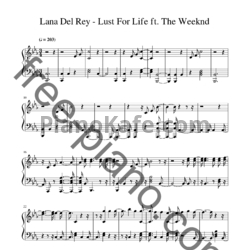 Ноты Lana Del Rey feat. The Weeknd - Lust for life - предпросмотр