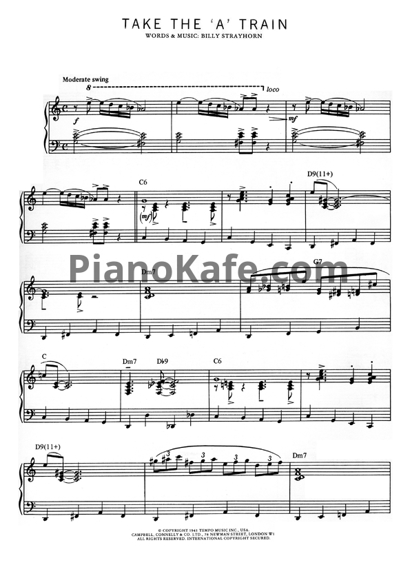 Ноты Billy Strayhorn - Take the 'A' train - PianoKafe.com
