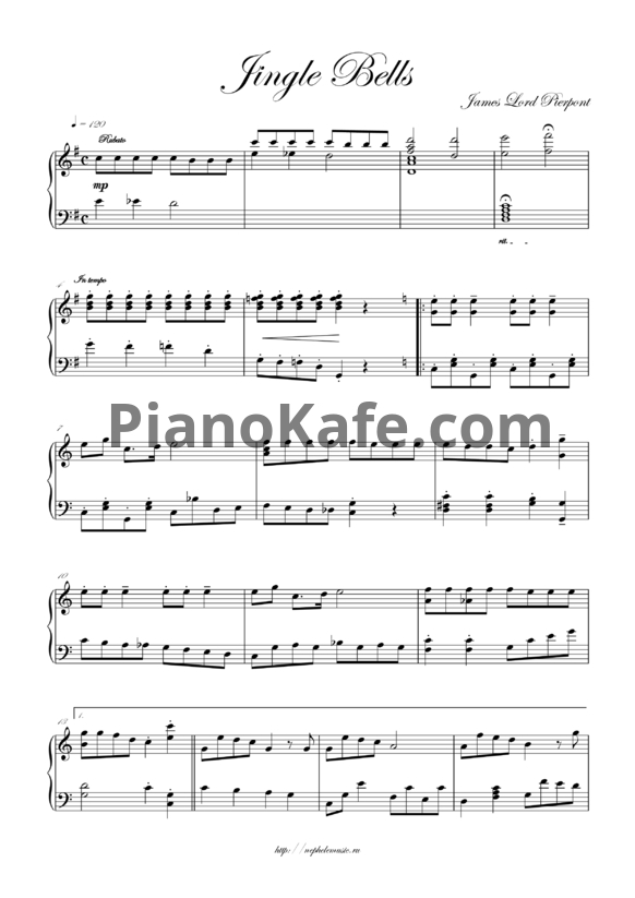 Ноты James Pierpont - Jingle Bells - PianoKafe.com