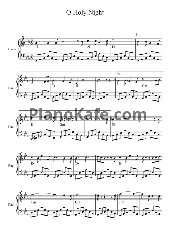 Ноты Adolphe Adam - O, holy night (Версия 2) - PianoKafe.com