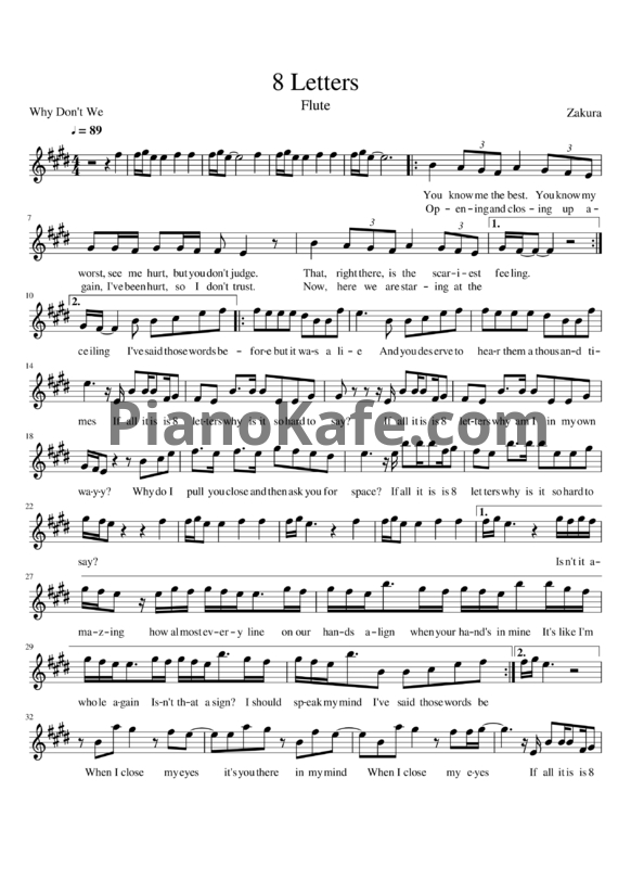 Ноты Why Don't We - 8 letters (Флейта) - PianoKafe.com