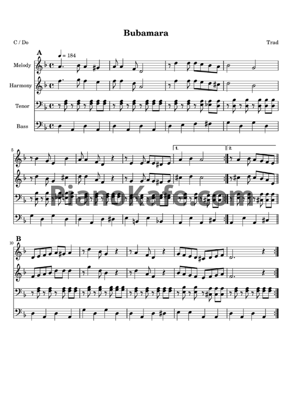 Ноты Goran Bregovic - Bubamara - PianoKafe.com