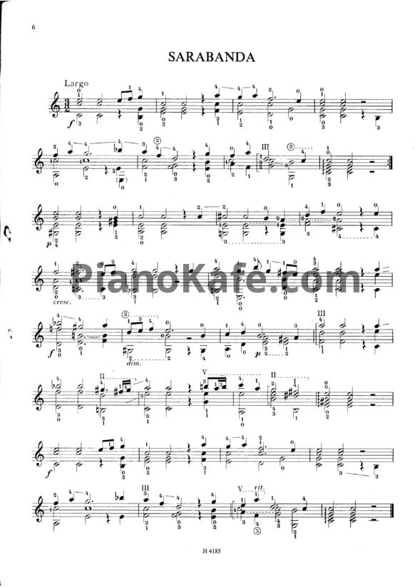 Ноты Георг Гендель - Сарабанда (для скрипки) - PianoKafe.com
