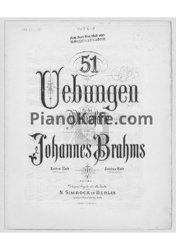 Ноты И. Брамс - 51 упражнение для фортепиано (WoO 6) - PianoKafe.com