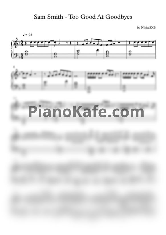 Ноты Sam Smith - Too good at goodbyes - PianoKafe.com