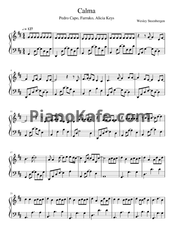 Ноты Pedro Capó, Farruko & Alicia Keys - Calma - PianoKafe.com