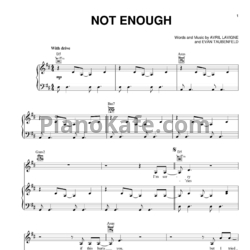 Ноты Avril Lavigne - Not enough - предпросмотр