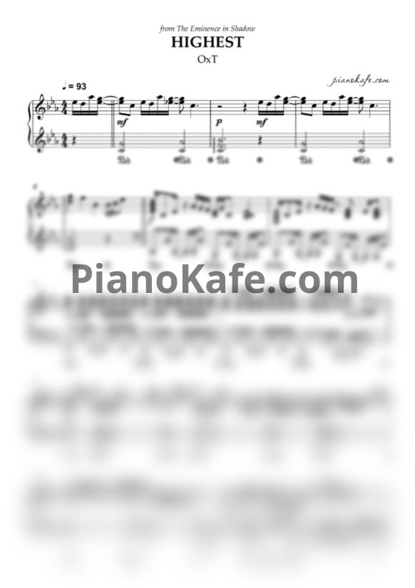 Ноты OxT - Highest - PianoKafe.com
