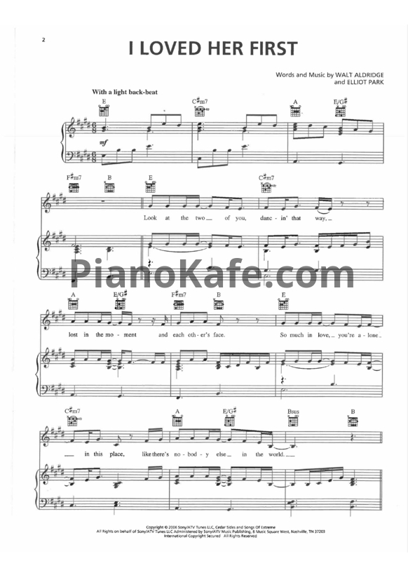Ноты Heartland - I love her first - PianoKafe.com
