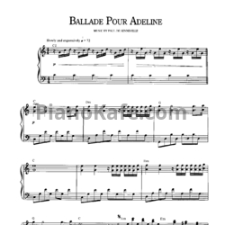 Ноты Richard Clayderman - Ballade pour Adeline (Версия 2) - предпросмотр