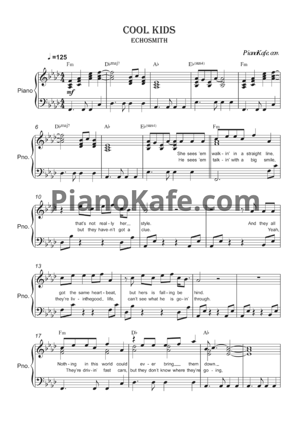 Ноты Echosmith - Cool kids - PianoKafe.com