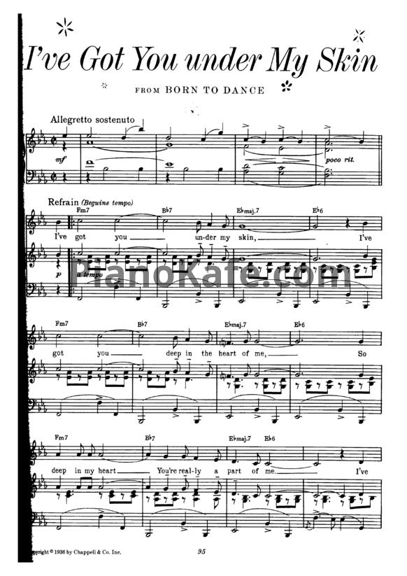 Ноты Cole Porter - I've got you under my skin - PianoKafe.com