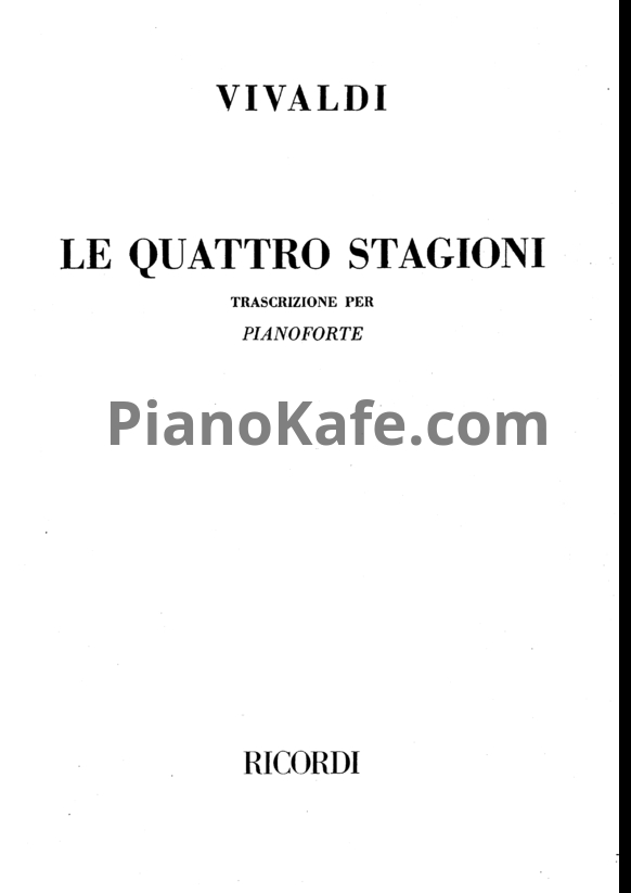 Ноты Антонио Вивальди - Времена года (Op. 8, клавир) - PianoKafe.com