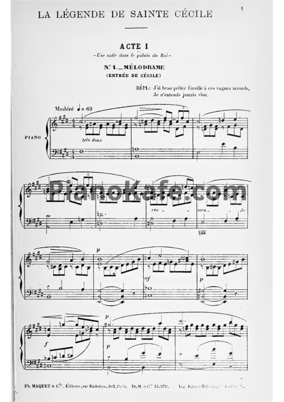 Ноты Эрнест Шоссон - Легенда о святой Цецилии (Op. 22) - PianoKafe.com
