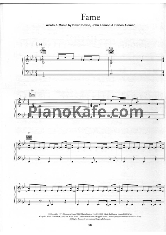 Ноты David Bowie - Fame - PianoKafe.com