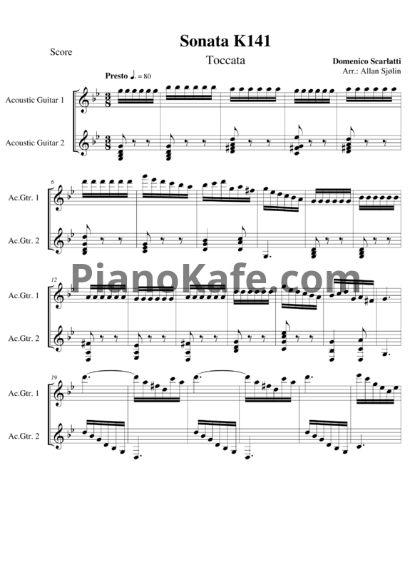 Ноты Д. Скарлатти - Соната K141 - PianoKafe.com