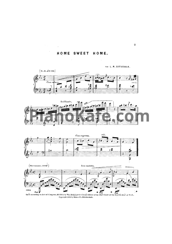 Ноты Луи Моро Готшалк - Home sweet home (Op. 51) - PianoKafe.com
