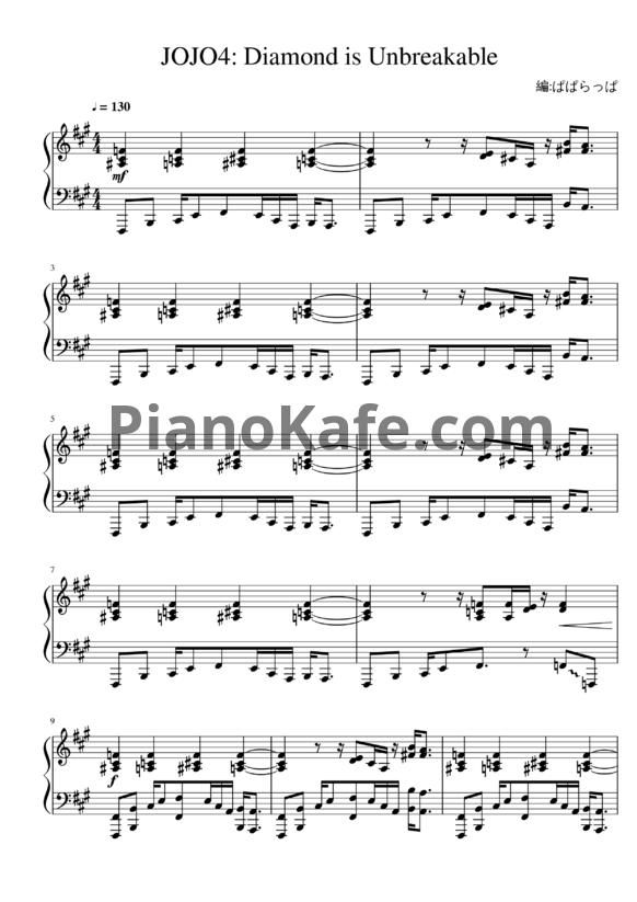 Ноты Yugo Kanno - Diamond is unbreakable theme - PianoKafe.com