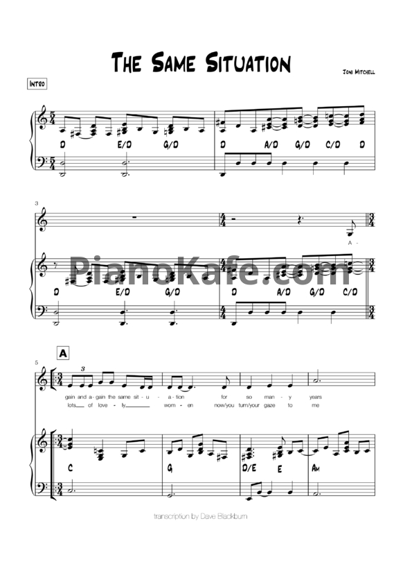 Ноты Joni Mitchell - The same situation - PianoKafe.com