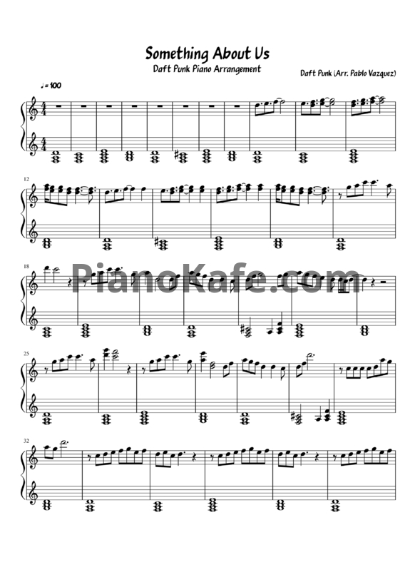 Ноты Daft Punk - Something about us - PianoKafe.com