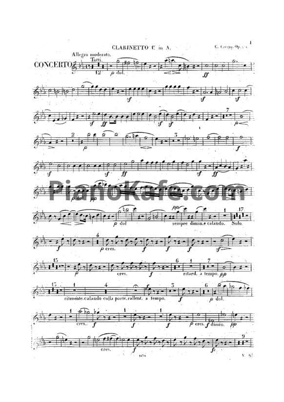 Ноты Карл Черни - Концерт для фортепиано с оркестром №1 (Op. 214) - PianoKafe.com