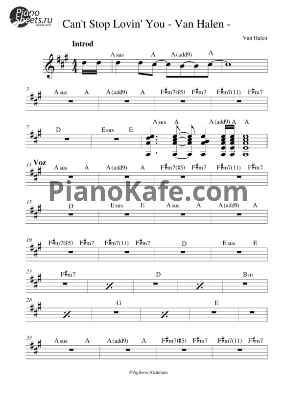 Ноты Van Halen - Can't stop lovin' you - PianoKafe.com