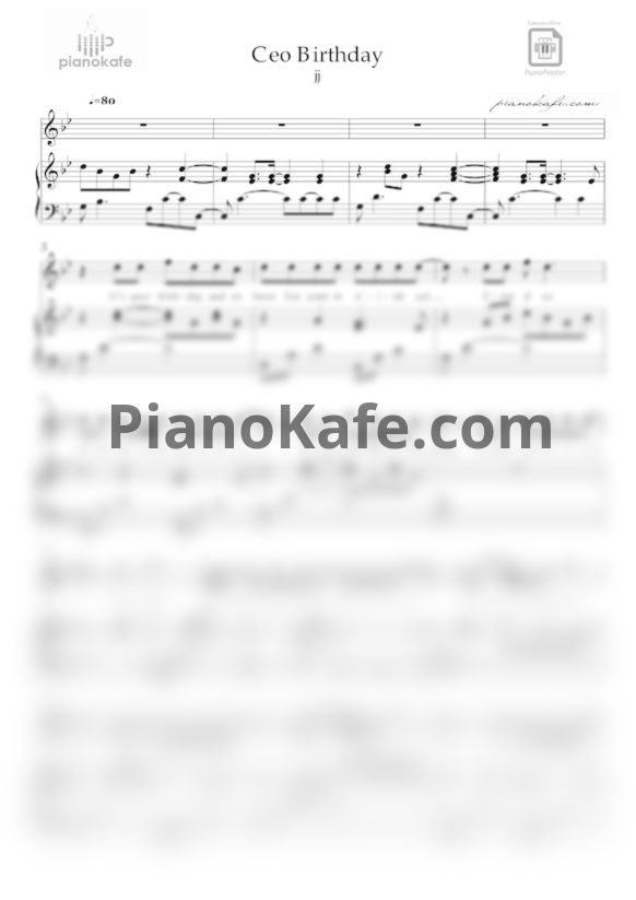 Ноты JJ - Ceo Birthday - PianoKafe.com