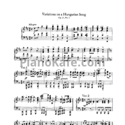 Ноты И. Брамс - Вариации для фортепиано на венгерскую тему (Op. 21 №2) - предпросмотр