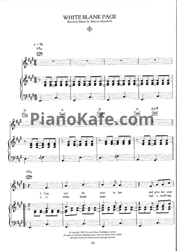 Ноты Mumford & Sons - White blank page - PianoKafe.com