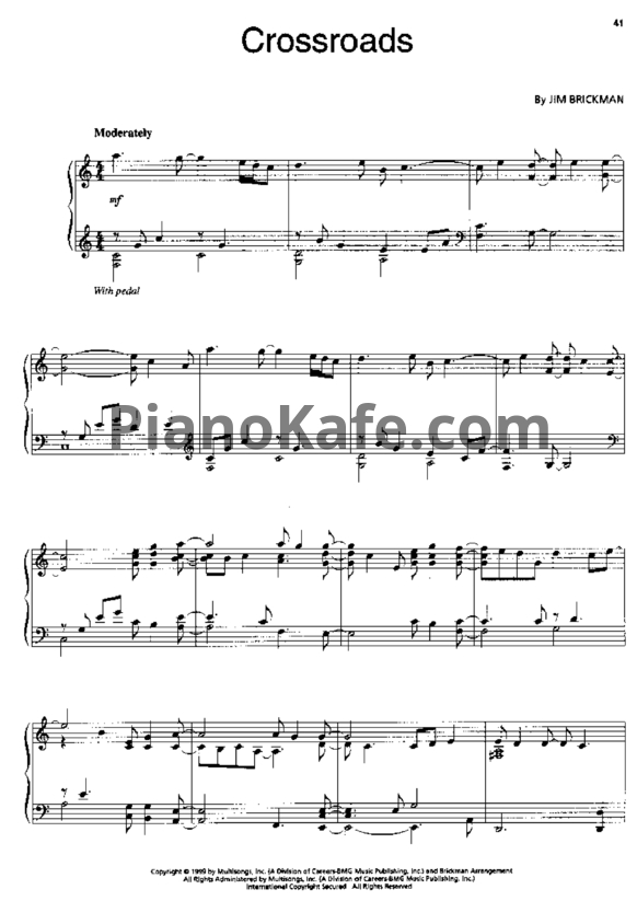 Ноты Jim Brickman - Crossroads - PianoKafe.com