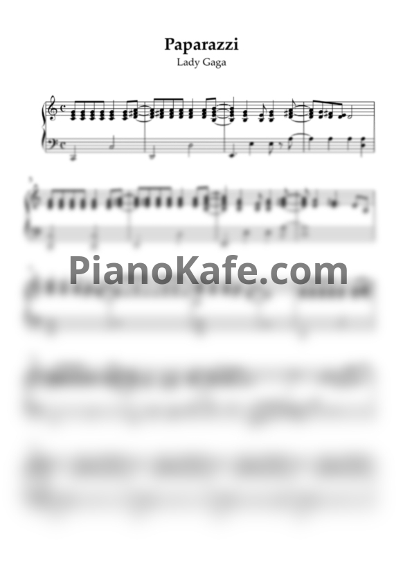 Ноты Lady Gaga - Paparazzi (Piano Acoustic) - PianoKafe.com