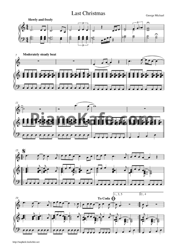 Ноты George Michael - Last Christmas - PianoKafe.com
