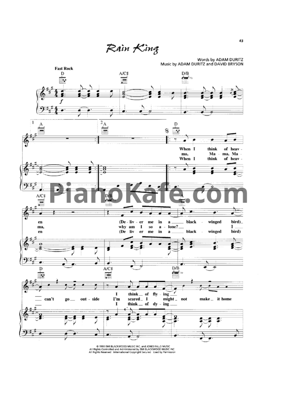 Ноты Counting Crows - Rain king - PianoKafe.com