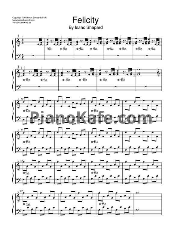 Ноты Isaac Shepard - Felicity - PianoKafe.com