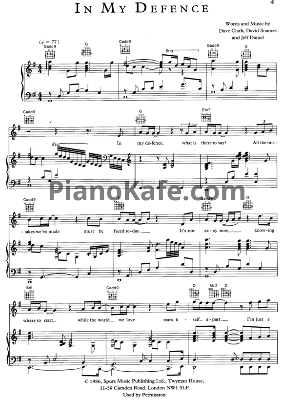 Ноты Queen - In my defence - PianoKafe.com